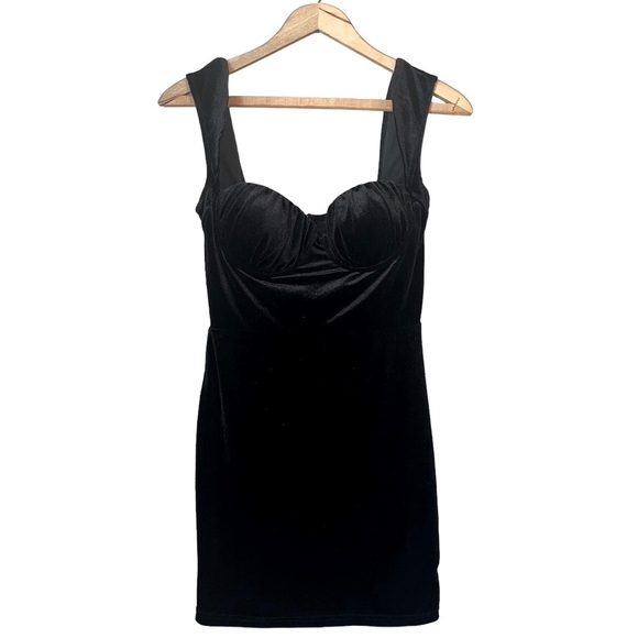 Windsor Lady In Velvet Dress Womens M‎ Mini Short Black Stretch Cocktail Party - Picture 1 of 6